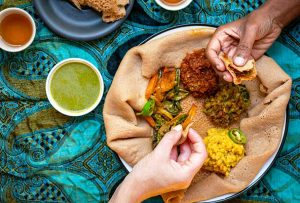image of Caribbean cookery class jerk chicken and mango salsa bread