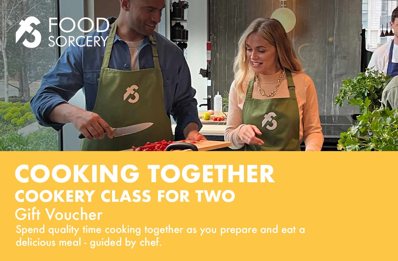 image of Food Sorcery Cooking together for two gift voucher in Manchester